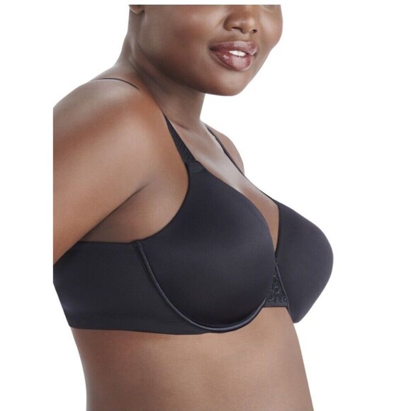 Vanity Fair Bra Size 44DD Black Beautiful Benefits Contour Back Smoother - Picture 3 of 13